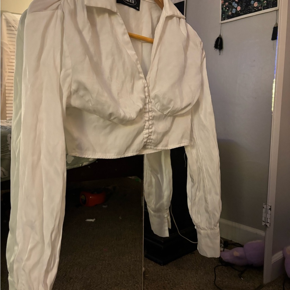 Cider White Cropped Blouse
